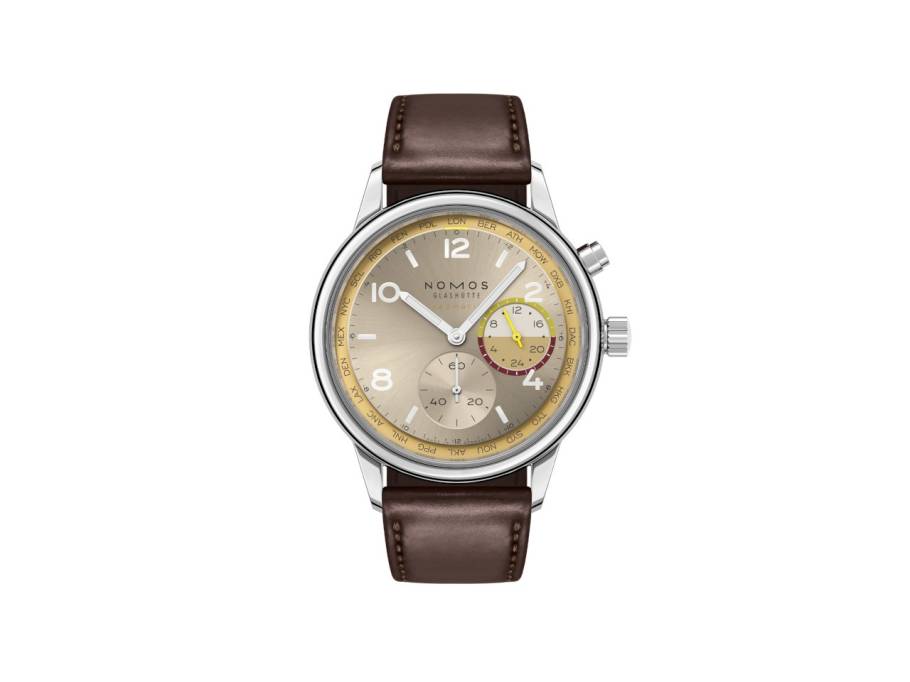 Club Sport neomatik Weltzeit "Reverie" Automatik Edelstahl 40mm champagnerfarbenes Zifferblatt braunes Lederband