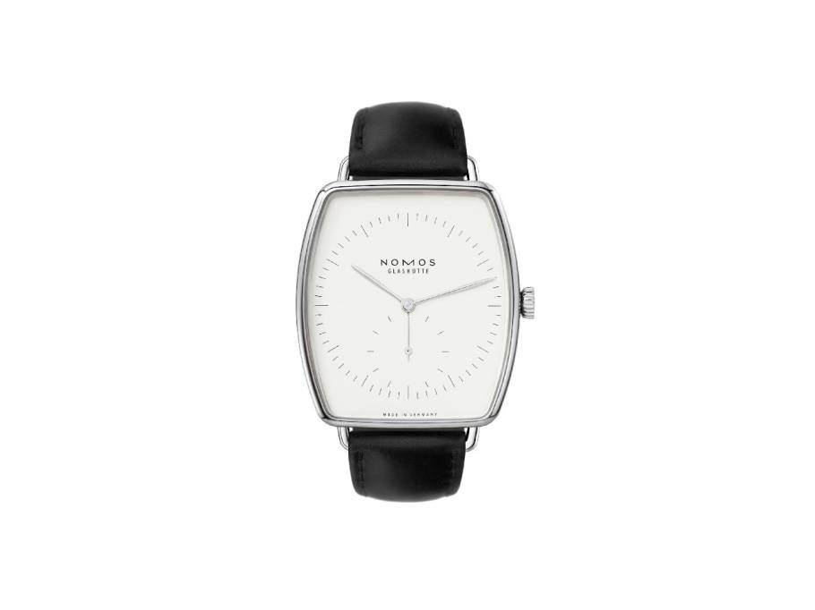 Lux Handaufzug Weißgold 38,5mm weißes Zifferblatt braunes Lederband