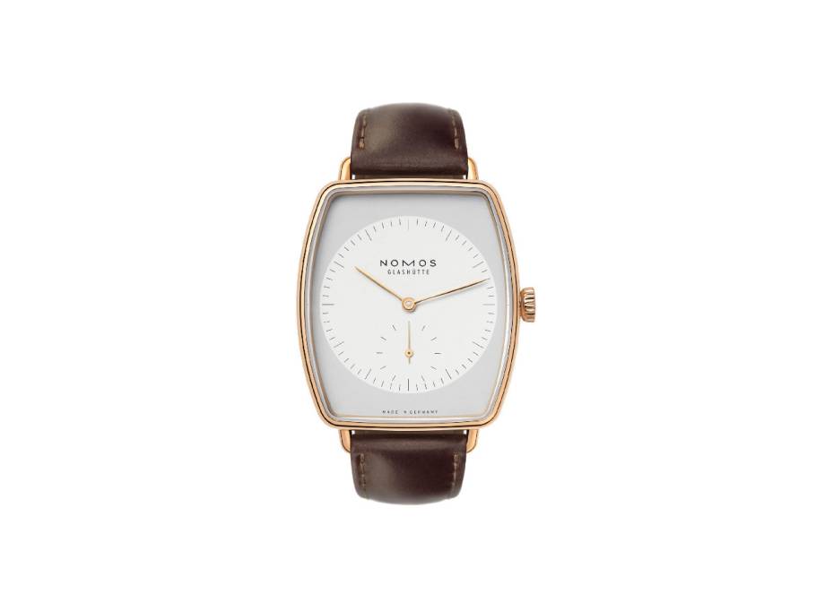 Lux Hermelin Handaufzug Roségold 38,5mm weiß-graues Zifferblatt braunes Lederband