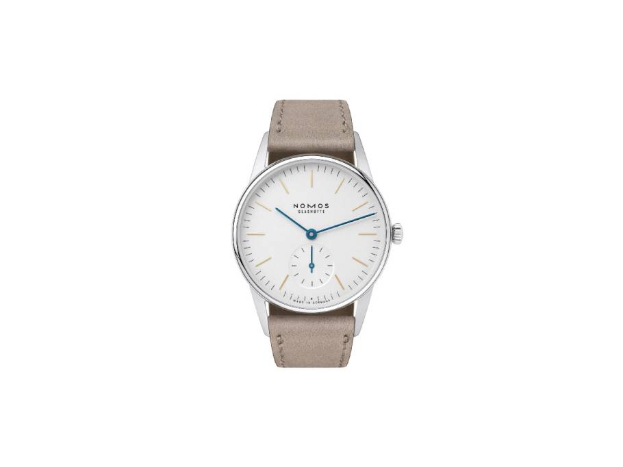 Orion 33 Handaufzug Edelstahl 33mm weißes Zifferblatt braunes Lederband
