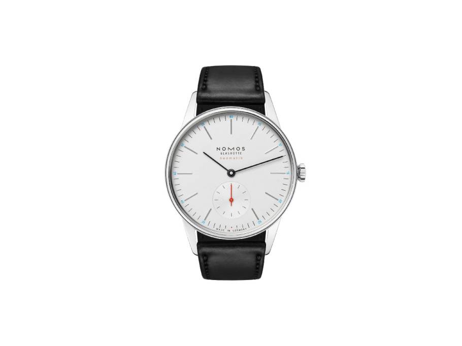 Orion neomatik 36 Automatik Edelstahl 36mm weißes Zifferblatt schwarzes Lederband