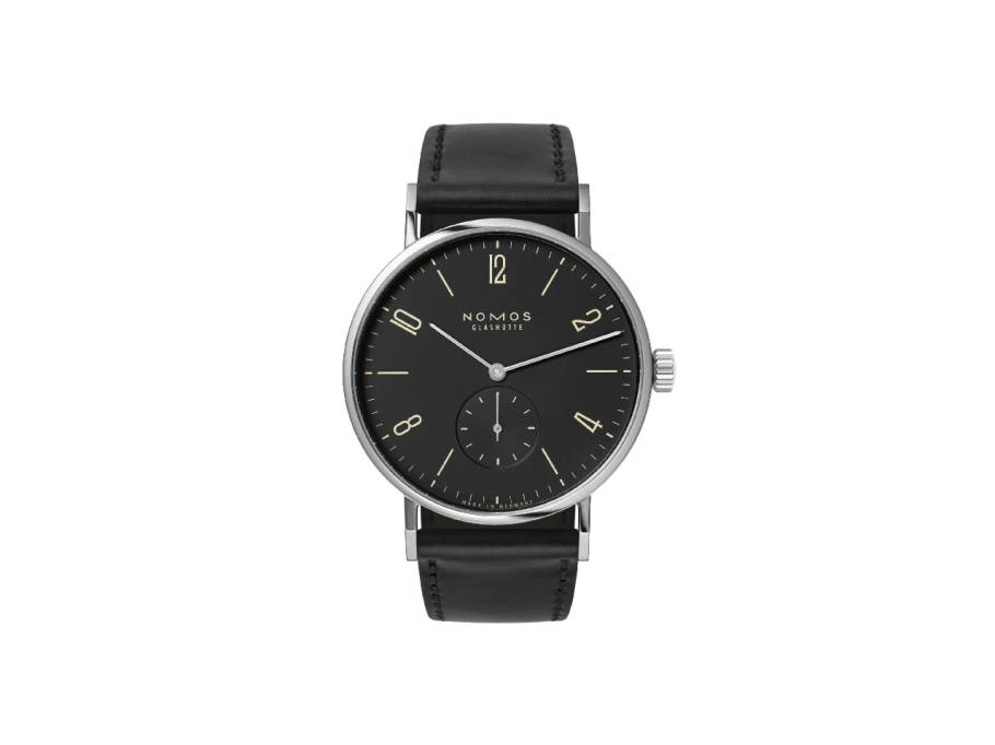 Tangomat Ruthenium Automatik Edelstahl 38mm schwarzes Zifferblatt schwarzes Lederband