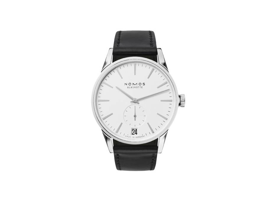 Zürich Datum Automatik Edelstahl 40mm weißes Zifferblatt schwarzes Lederband
