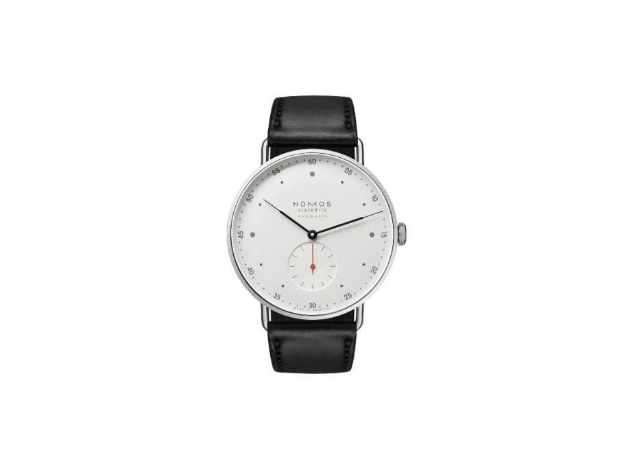 Metro neomatik 35 Automatik Edelstahl 35mm weißes Zifferblatt schwarzes Lederband