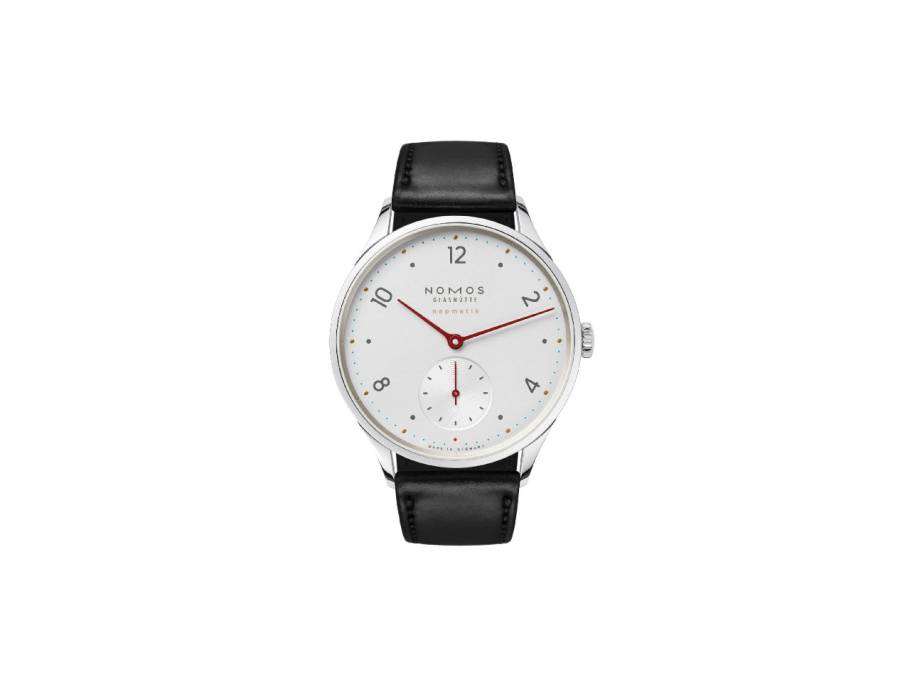 Minimatik neomatik 35 Automatik Edelstahl 35mm weißes Zifferblatt schwarzes Lederband