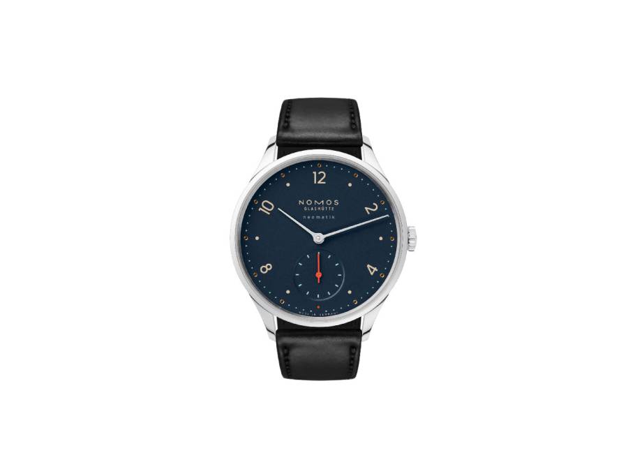Minimatik neomatik 35 Nachtblau Automatik Edelstahl 35mm blaues Zifferblatt schwarzes Lederband