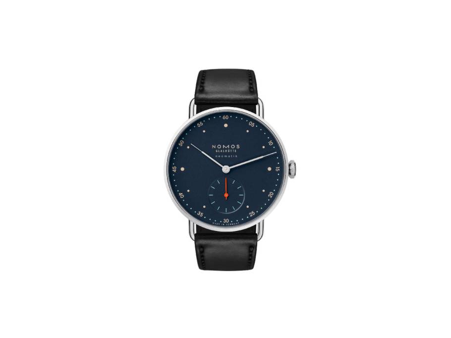 Metro neomatik 35 Nachtblau Automatik Edelstahl 35mm blaues Zifferblatt schwarzes Lederband