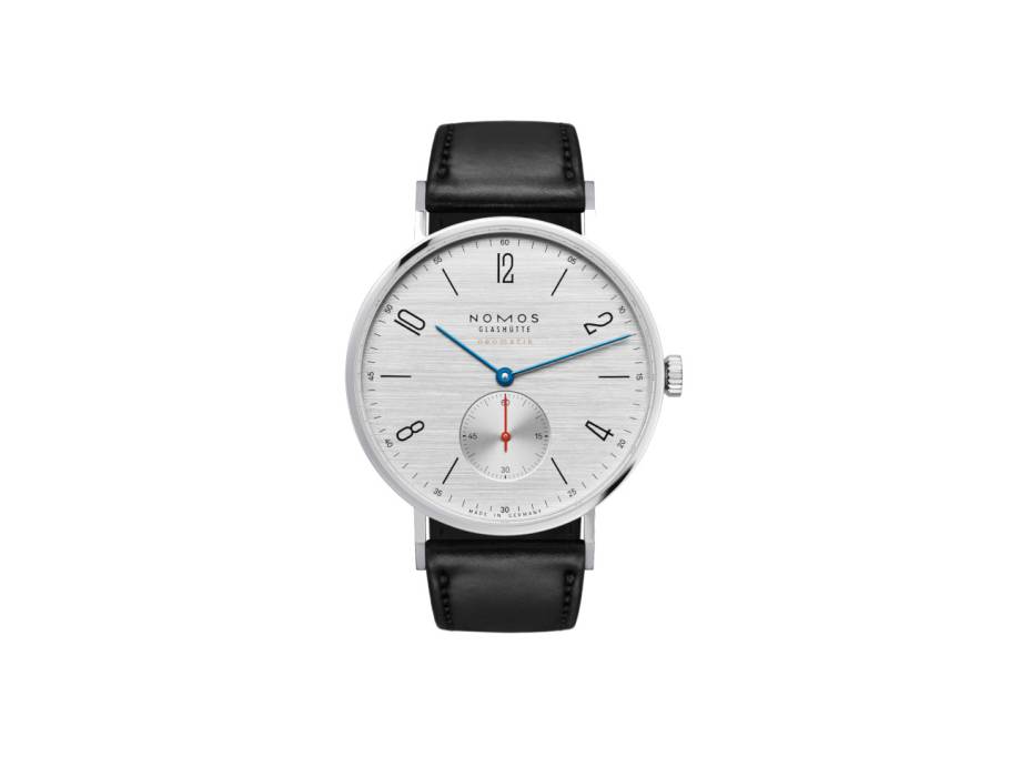 Tangente 39 neomatik Silvercut Automatik Edelstahl 39mm silberfarbenes Zifferblatt schwarzes Lederband