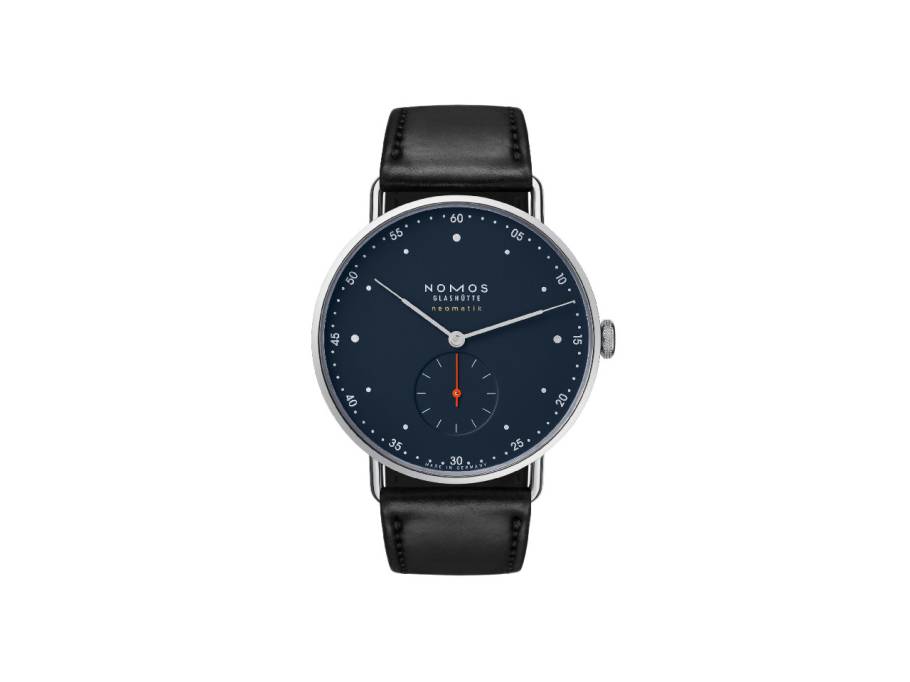 Metro neomatik 39 Nachtblau Automatik Edelstahl 39mm blaues Zifferblatt schwarzes Lederband