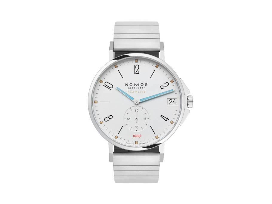 Tangente Sport neomatik 42 Datum Automatik Edelstahl 42mm weißes Zifferblatt Metallband