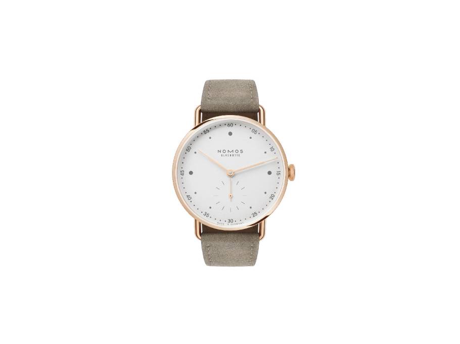 Metro 33 Roségold Handaufzug Roségold 33mm weißes Zifferblatt beiges Lederband