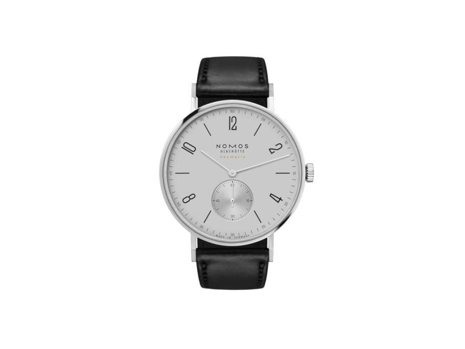 Tangente 39 neomatik Platingrau Automatik 39mm silberfarbenes Zifferblatt schwarzes Lederband Glasboden