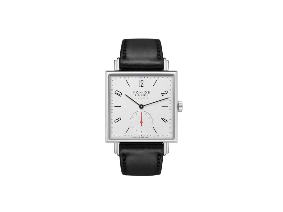 Tetra neomatik 39 Automatik Edelstahl 33mm weißes Zifferblatt schwarzes Lederband