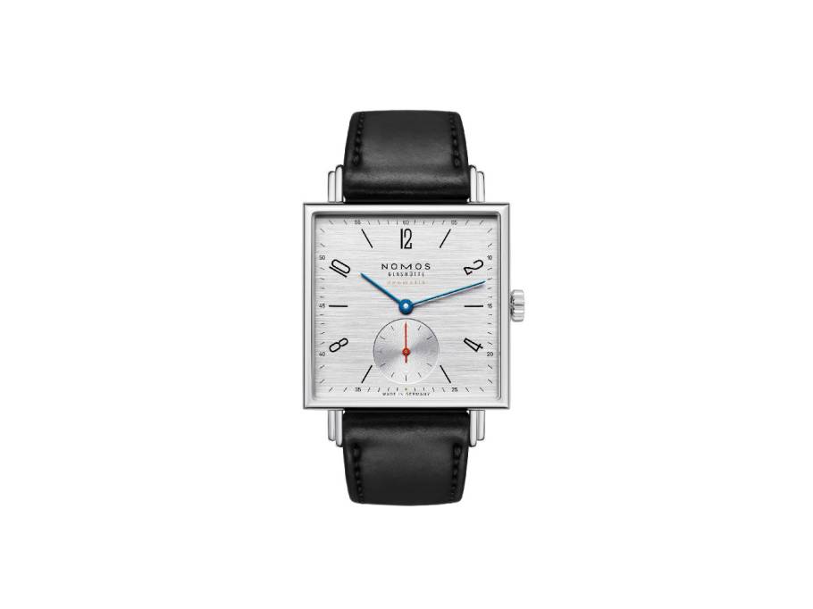 Tetra neomatik 39 Silvercut Automatik Edelstahl 33mm silberfarbenes Zifferblatt schwarzes Lederband