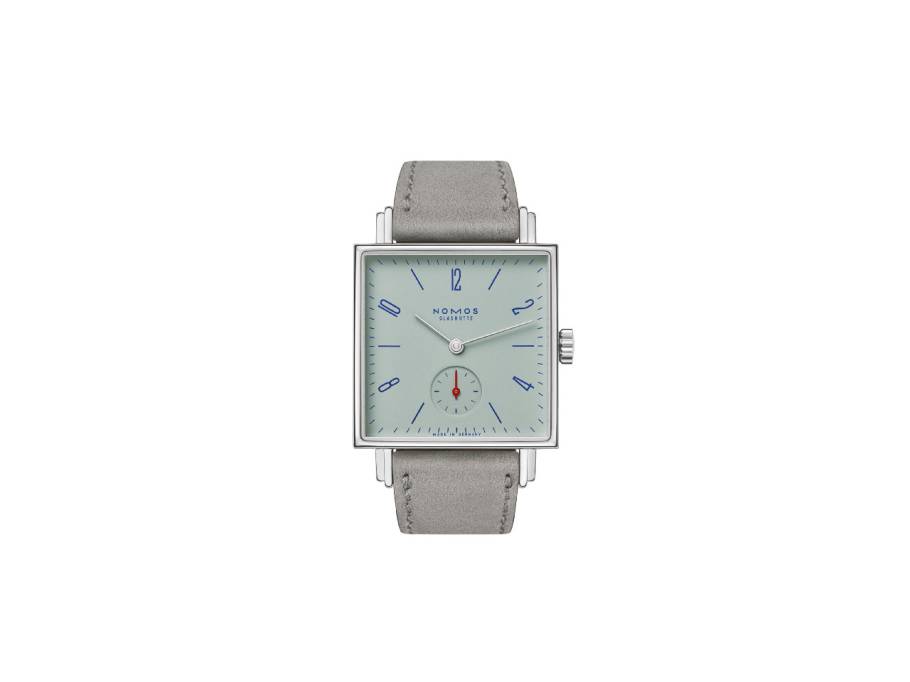 Tetra Petit Four Matcha Handaufzug Edelstahl 29mm grünes Zifferblatt graues Lederband Stahlboden