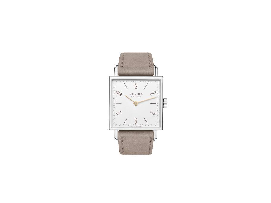 Tetra 27 Duo Handaufzug Edelstahl 27mm weißes Zifferblatt beiges Lederband