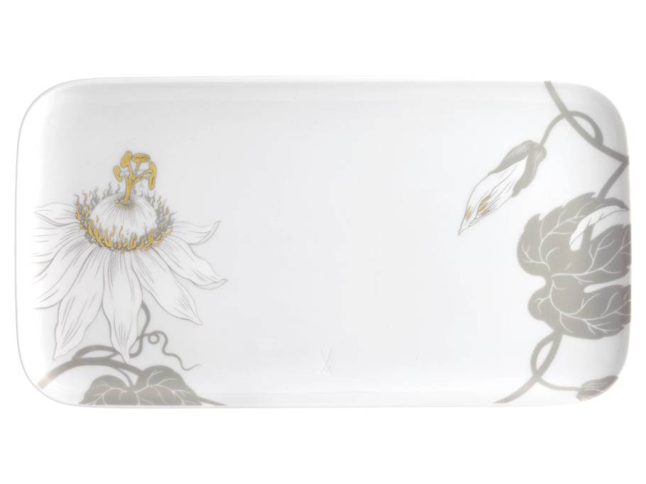 Nova Passionsblume Teller rechteckig 30x16cm weiß