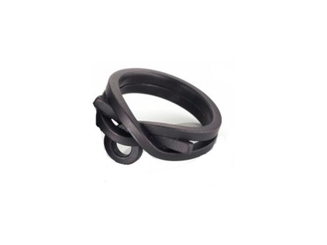 Knoten Pur 2fach gewickelt mit Schlaufe Damenring Edelstahl IP schwarz