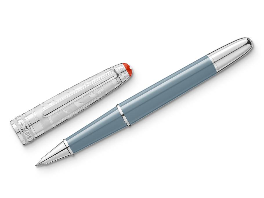 Meisterstück X Olympic Heritage Chamonix 1924 Doué Classique Rollerball graues Edelharz platiniert