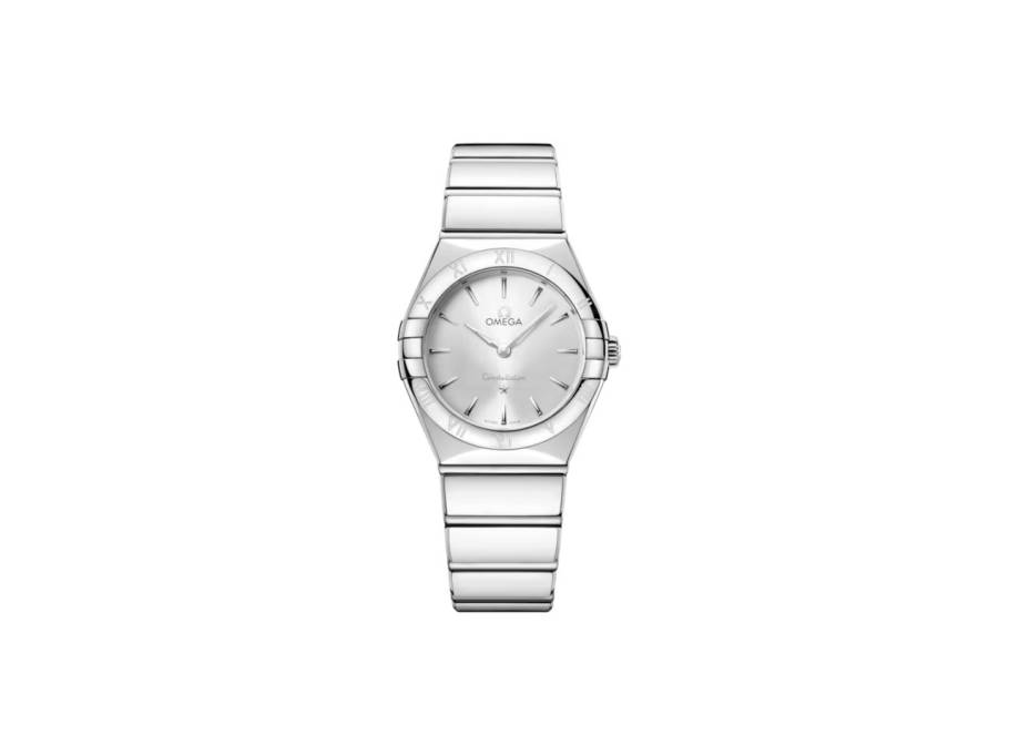 Constellation Quarz Edelstahl  poliert 28mm silbernes Zifferblatt Metallband