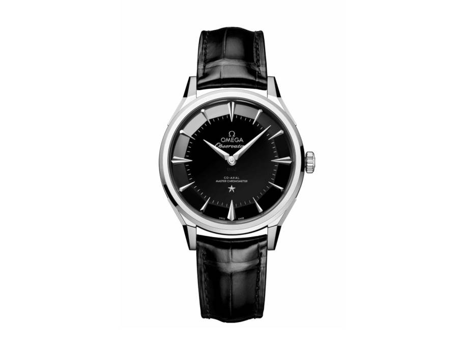 Constellation Observatory Automatik Edelstahl 39mm schwarzes Zifferblatt schwarzes Lederband