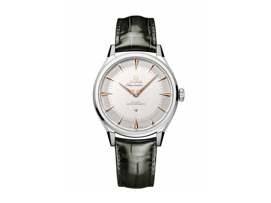 Constellation Observatory Automatik Edelstahl 39mm silbernes Zifferblatt schwarzes Lederband