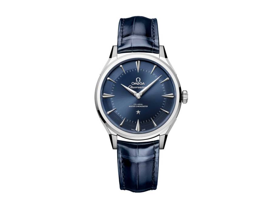 Constellation Observatory Automatik Edelstahl 39mm blaues Zifferblatt blaues Lederband