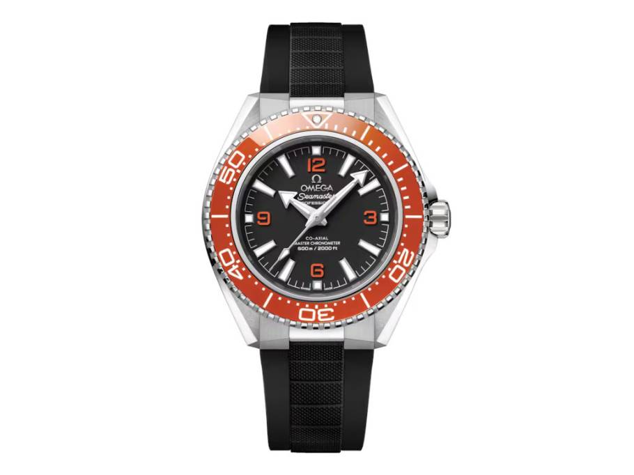Seamaster Planet Ocean 600M Automatik Edelstahl 42mm schwarzes Zifferblatt orange Keramiklünette schwarzes Kautschukband