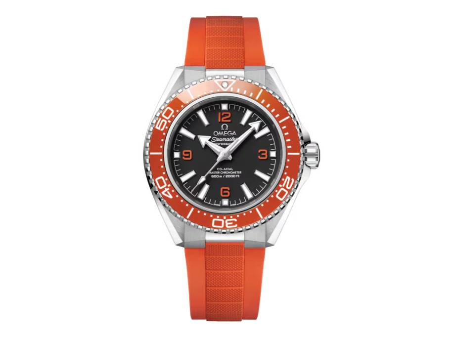 Seamaster Planet Ocean 600M Automatik Edelstahl 42mm schwarzes Zifferblatt orange Keramiklünette oranges Kautschukband