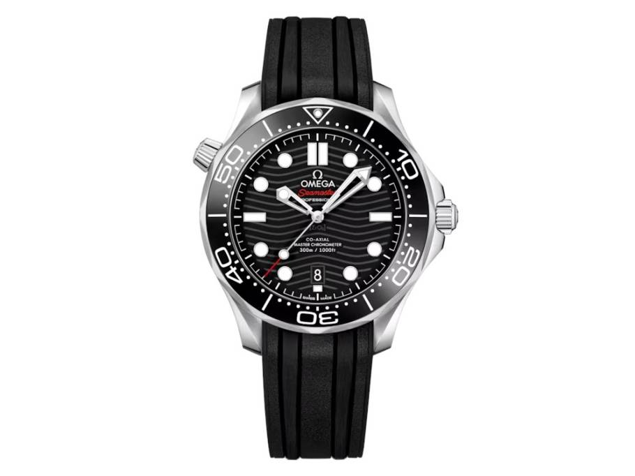 Seamaster Diver 300M Automatik Edelstahl 42mm schwarzes Zifferblatt schwarzes Kautschukband