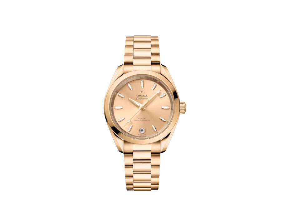 Seamaster Aqua Terra Shades Automatik Edelstahl 34mm goldenes Zifferblatt Goldband