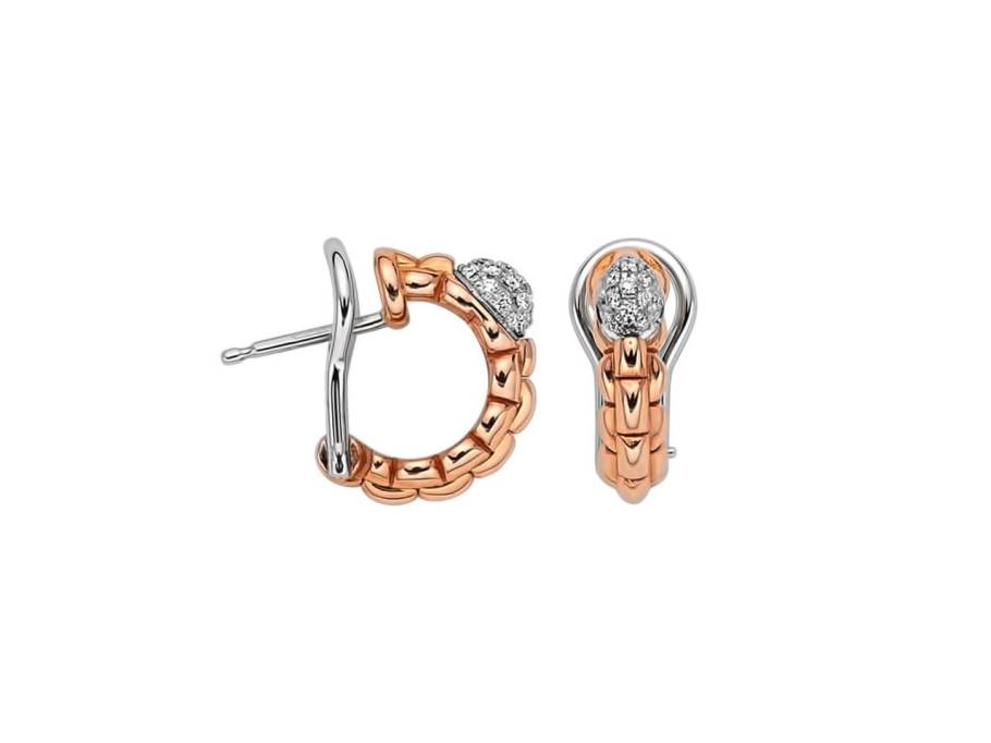 Eka Tiny Creolen schmal Roségold mit Diamanten