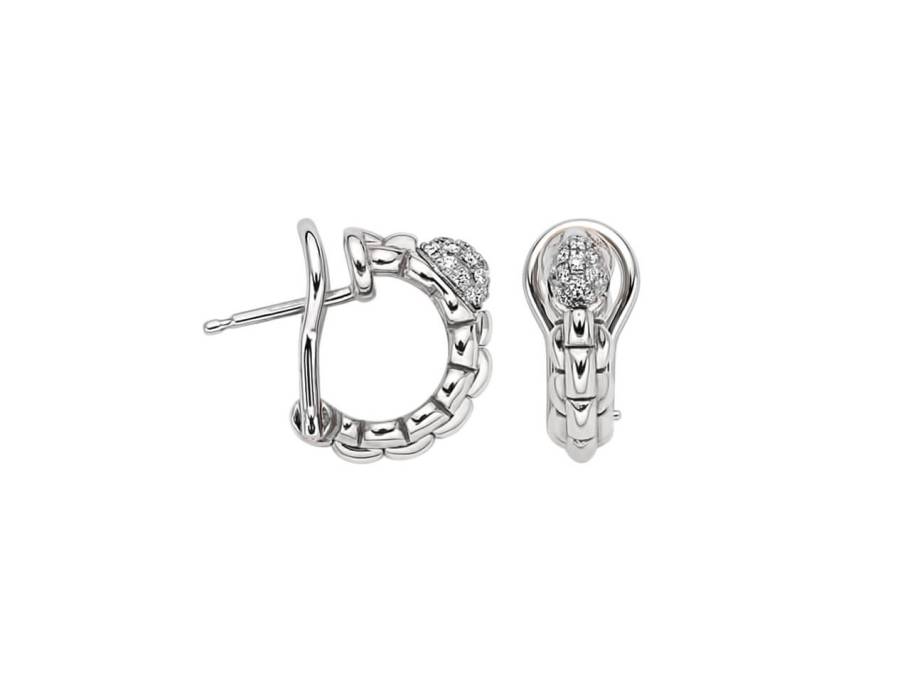 Eka Tiny Creolen schmal Weißgold mit Diamanten