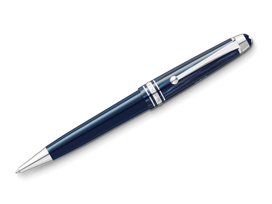 The Origin Collection Midsize Kugelschreiber dunkelblaues Edelharz platiniert