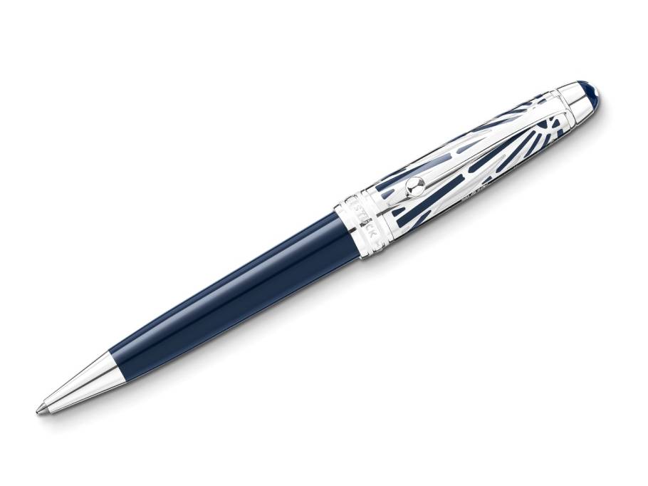 The Origin Collection Doué Midsize Kugelschreiber dunkelblaues Edelharz platiniert