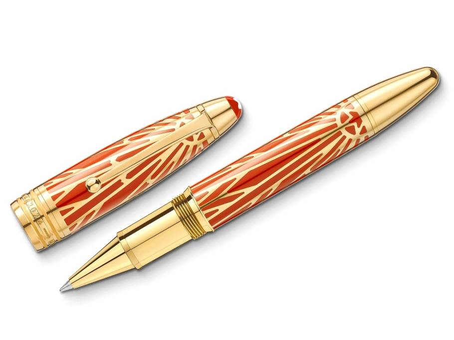The Origin Collection Solitaire LeGrand Rollerball korallfarbenes Edelharz vergoldet