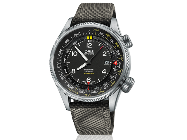 Oris Big Crown Pro Pilot Altimeter Meter Skala Textilband