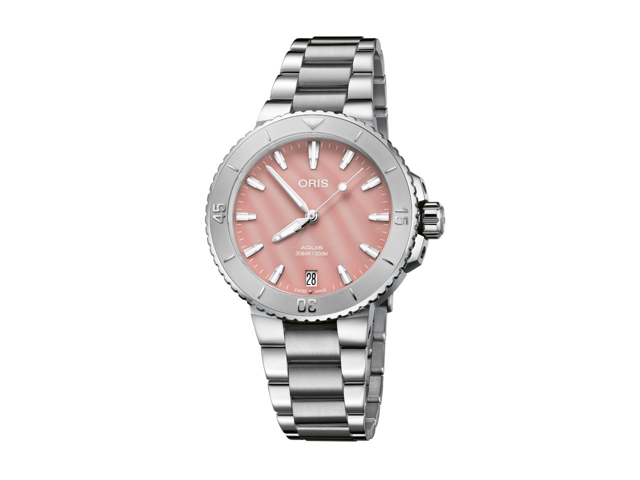 Oris Aquis Date Lady Automatik 36 5 mm Edelstahl rosa Perlmutt