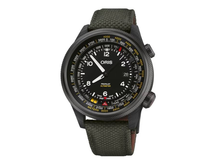 Big Crown ProPilot Altimeter Automatik Karbon 47mm schwarzes Zifferblatt grünes Textilband
