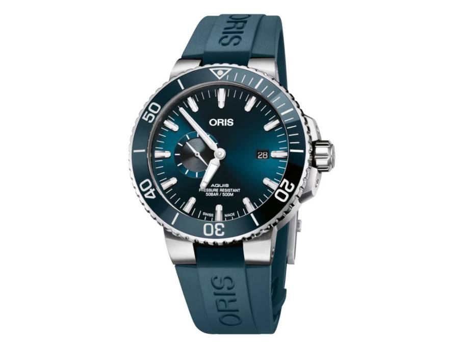 Aquis Small Second Automatik Edelstahl 45,5mm blaues Zifferblatt blaues Kautschukband