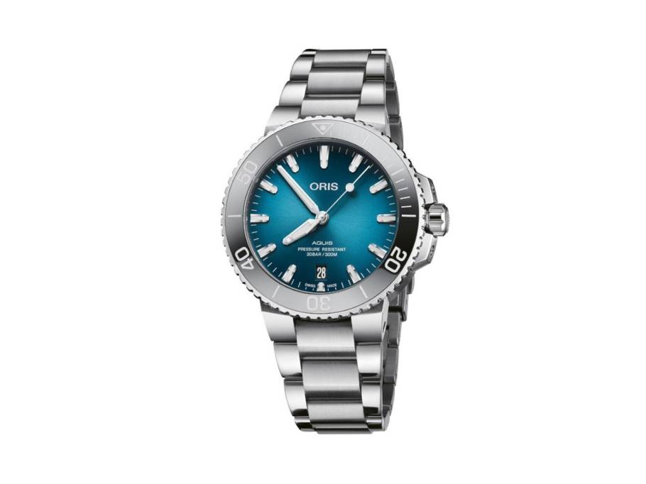 Aquis Date Automatik Edelstahl 39,5mm blaues Zifferblatt Metallband