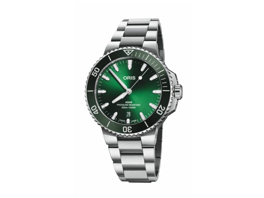 Aquis Date Automatik Edelstahl 41,5mm grünes Zifferblatt Metallband