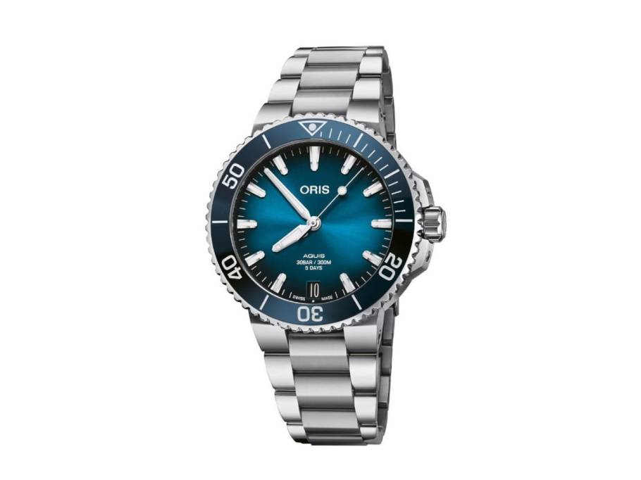 Aquis Date Calibre 400 Automatik Edelstahl 41,5mm blaues ZIfferblatt Metallband