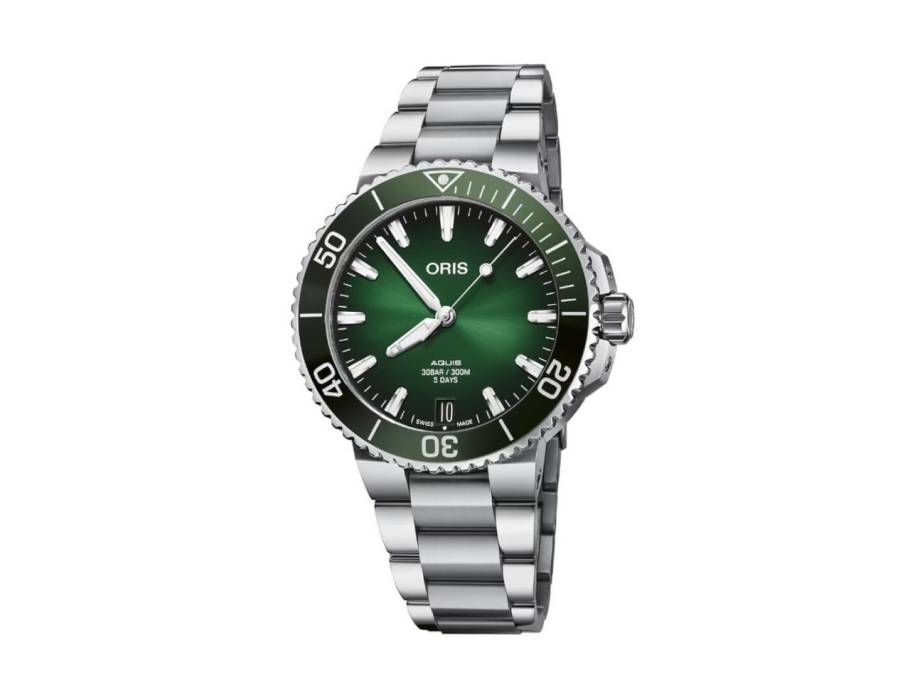 Aquis Date Calibre 400 Automatik Edelstahl 41,5mm grünes ZIfferblatt Metallband