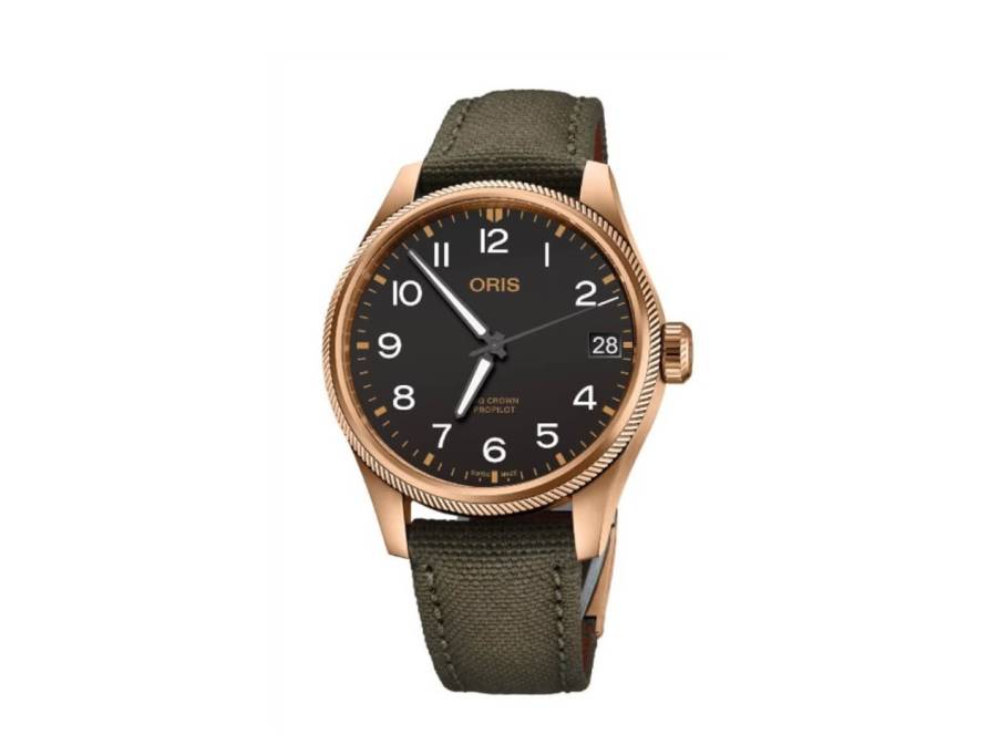 Big Crown ProPilot Big Date Automatik Bronze 41mm schwarzes Zifferblatt grünes Textilband
