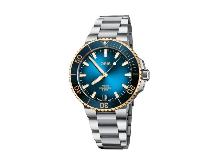 Aquis Date Calibre 400 Automatik Edelstahl 41,5mm blaues ZIfferblatt Metallband