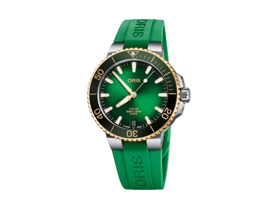 Aquis Date Calibre 400 Automatik Edelstahl 41,5mm grünes ZIfferblatt grünes Kautschukband