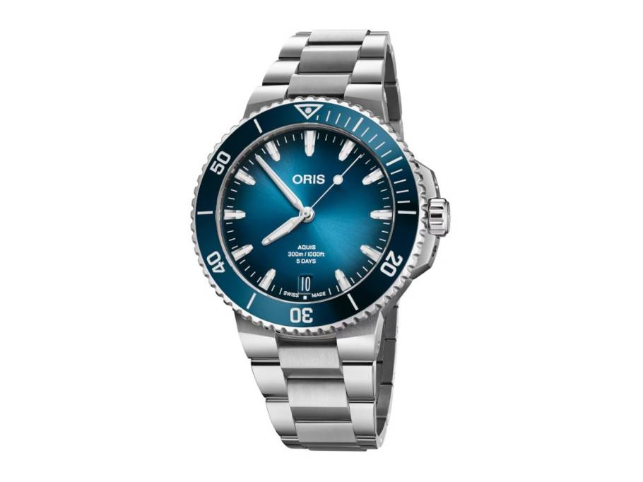 Aquis Date Calibre 400 Automatik Edelstahl 43,5mm blaues Zifferblatt Metallband