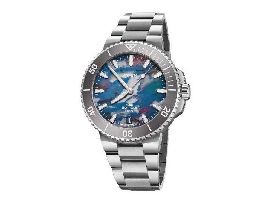 Aquis Date Upcycle Calibre 400 Automatik Edelstahl 43,5mm mehrfarbiges Zifferblatt Metallband