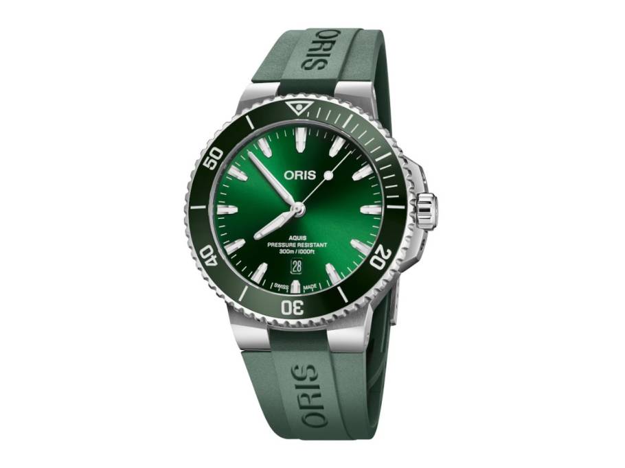 Aquis Date Automatik Edelstahl 43,5mm grünes Zifferblatt grünes Kautschukband
